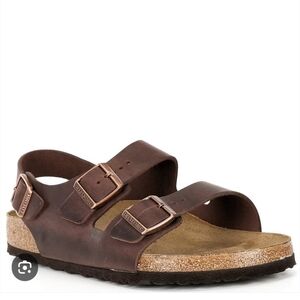 Birkenstock Men's 13/46 Oiled Habana Brown Milano Back Strap Sandals